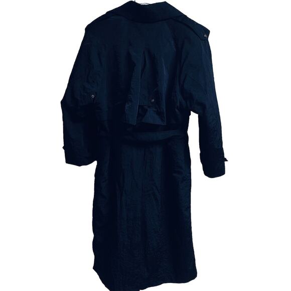 Sz 10 Vtg Maggie Lawrence Long Trench Rain Coat Black Belted Zip Out Lining EUC - Picture 11 of 16